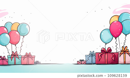 Happy birthday background with copyspace. Generative AI 109628139