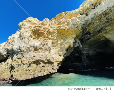 Beautiful view of Benagil Cave in Carvoeiro Algarve Portugal Beautiful view of Benagil Cave in Carvoeiro Algarve Portugal 109628191