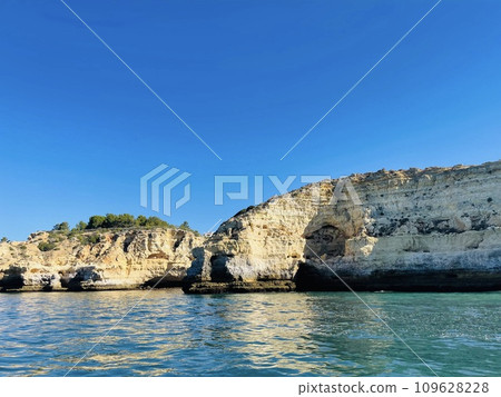 Beautiful view of Benagil Cave in Carvoeiro Algarve Portugal Beautiful view of Benagil Cave in Carvoeiro Algarve Portugal 109628228