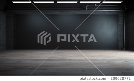Blank black studio. black background studio. Generative AI. 109628771