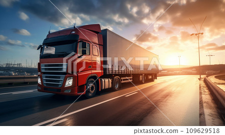 Cargo container truck. Business concept. Transportation concept. Generative AI 109629518
