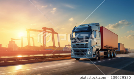 Cargo container truck. Business concept. Transportation concept. Generative AI 109629520