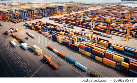 Container freight station. Import and Export concept. Generative AI. 109629577