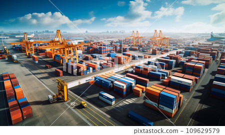 Container freight station. Import and Export concept. Generative AI. 109629579
