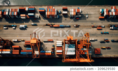 Container freight station. Import and Export concept. Generative AI. 109629580