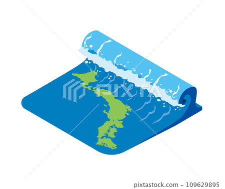 日本列島與海嘯警報圖 日本列島與海嘯警報圖 109629895