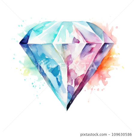 an abstract watercolor image of a diamond on a white background 109630586