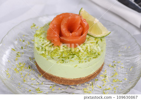 Avocado timbale with salmon 109630867