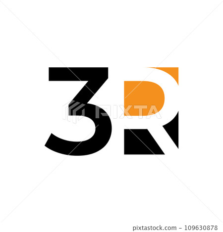 Letter 3R Black Orange Logo Letter 3R Black Orange Logo 109630878