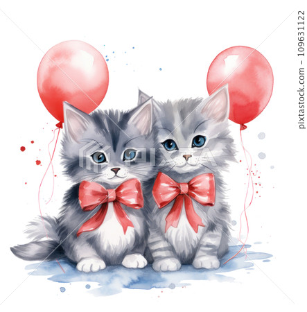 cute watercolor cats painting cute watercolor cats painting 109631122