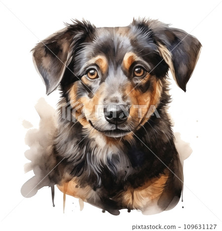 cute watercolor dog with heart isolated cute watercolor dog with heart isolated 109631127