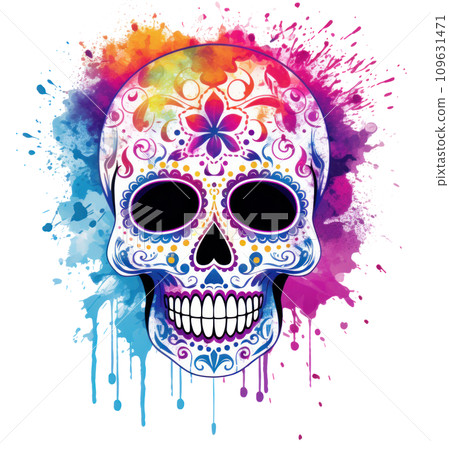 splatter sugar skull art 109631471