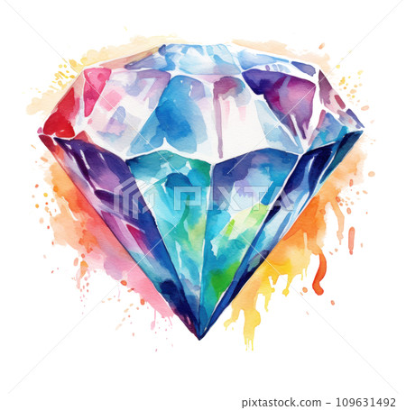an abstract watercolor image of a diamond on a white background an abstract watercolor image of a diamond on a white background 109631492