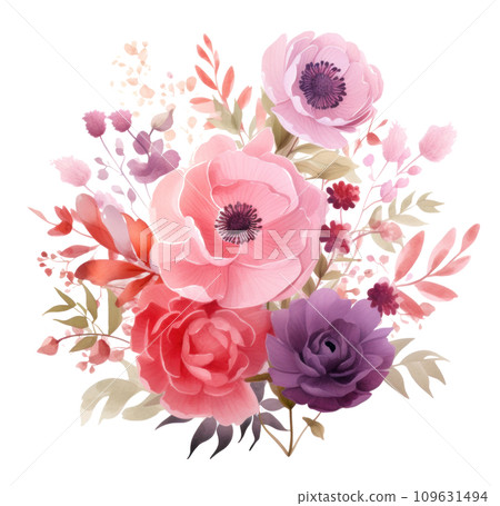 cute watercolor tulip flower bouquet in basket isolated cute watercolor tulip flower bouquet in basket isolated 109631494