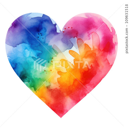 a rainbow heart sticker with multiple colors on it 109631518