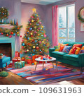 Living room with Christmas presents 109631963