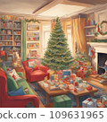 A room with a Christmas tree 109631965