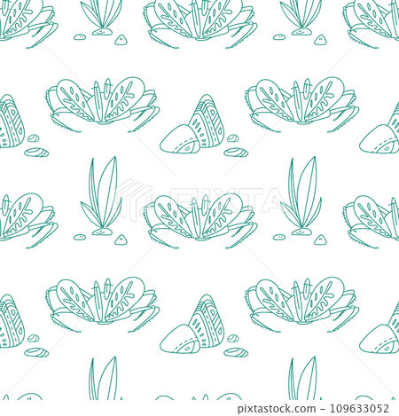 Graphic seamless pattern with crabs and rocks 109633052