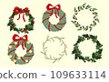 Christmas door wreath designs set. 109633114