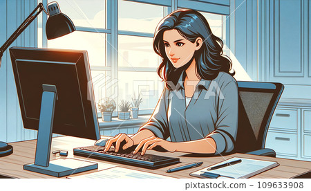 一個女人在家用電腦工作 109633908