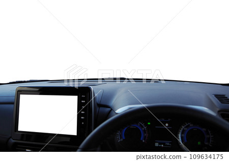 小貨車駕駛視角的影像（透明前視圖、透明導航螢幕、無引擎蓋、無儀表指針） 109634175