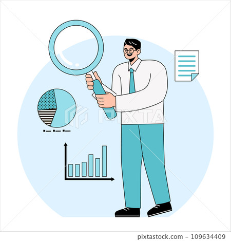 Business people holding magnifying glass 109634409