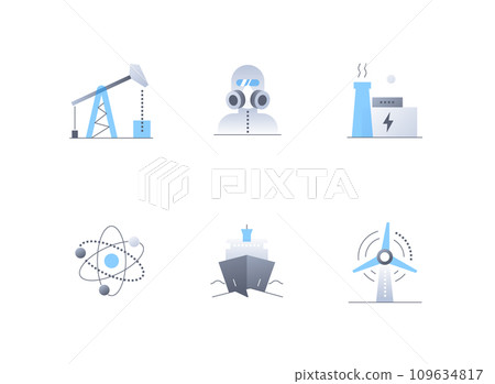 Industrialization and energy sources - flat design style icons set Industrialization and energy sources - flat design style icons set 109634817