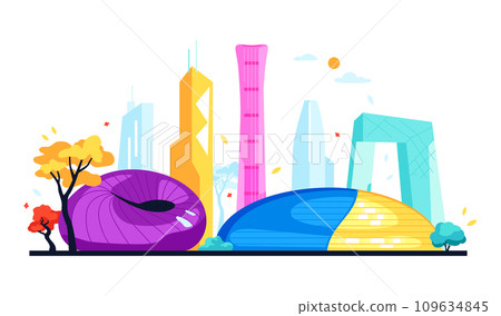 Art and business centers of China - modern colored vector illustration Art and business centers of China - modern colored vector illustration 109634845
