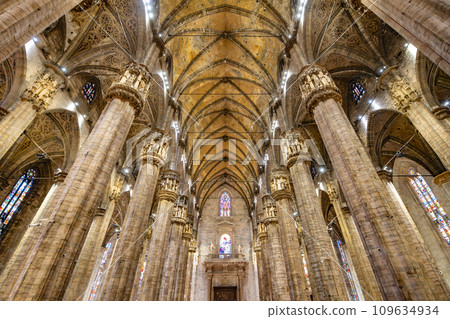 Interior of Metropolitan Cathedral-Basilica of the Nativity of Saint Mary, aka Duomo, Milan, Italy Interior of Metropolitan Cathedral-Basilica of the Nativity of Saint Mary, aka Duomo, Milan, Italy 109634934