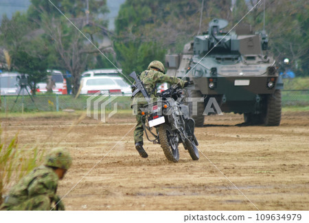 Ground Self-Defense Force motorcycles holding a training display 109634979