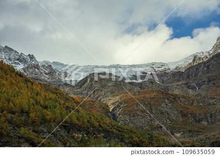 View of landscape furi mountain in autumn season from cable car in zermatt, swiss 109635059