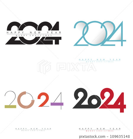 Modern Happy New Year 2024 design set. Greeting concept for 2024 new year celebration. Vector Modern Happy New Year 2024 design set. Greeting concept for 2024 new year celebration. Vector 109635148