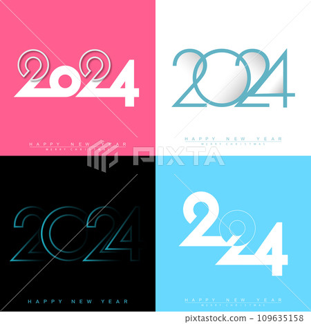 Modern Happy New Year 2024 design set. Greeting concept for 2024 new year celebration. Vector 109635158