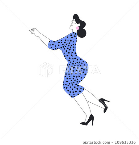 Woman Character Dance Happily at Festive Party Vector Illustration Woman Character Dance Happily at Festive Party Vector Illustration 109635336
