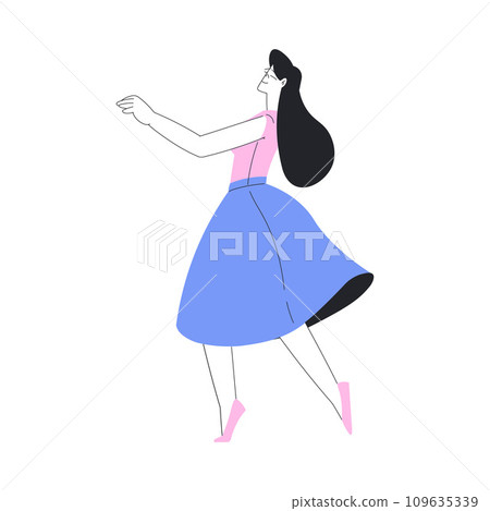 Woman Character Dance Happily at Festive Party Vector Illustration Woman Character Dance Happily at Festive Party Vector Illustration 109635339