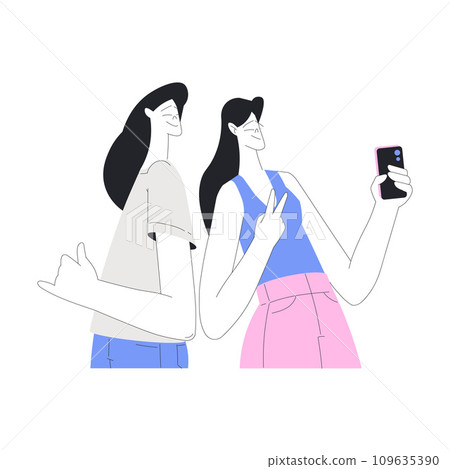 Woman Friends Character Dance Happily at Party Vector Illustration Woman Friends Character Dance Happily at Party Vector Illustration 109635390