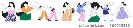 Plump Woman Character Dance Happily at Festive Party Vector Illustration 109635416