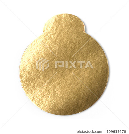 Round golden tray pattern isolated over white background Round golden tray pattern isolated over white background 109635676