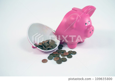 Money saving concept. Deposit money in a bank photo background 109635800
