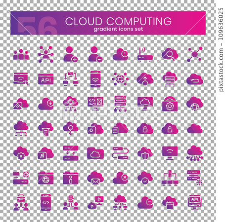 Cloud computing Icons Bundle. Flat gradient icons style. Vector illustration 109636025