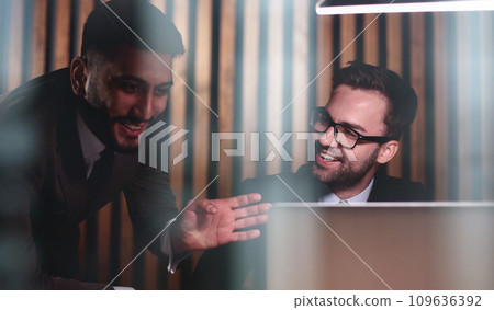 Young business male meeting with a colleague in office at work 109636392