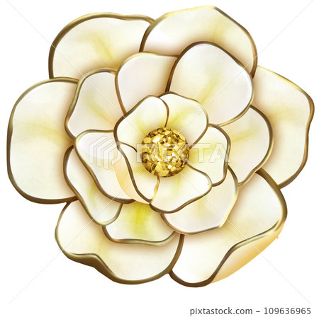 yellow flower with golden ball arificial petals. Abstract flower in light and warm colors 109636965