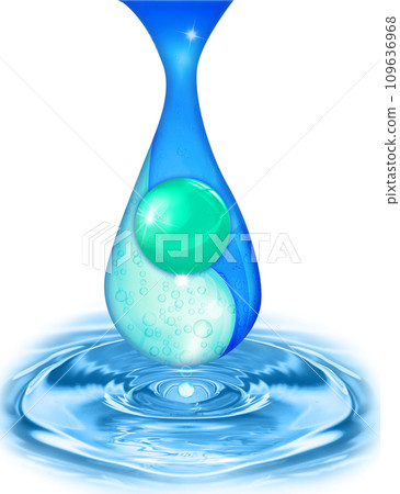 Blue drop splashing in river of water.  109636968