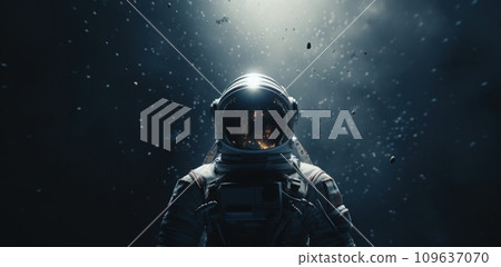 an astronaut is shown in his spacesuit with space on the background an astronaut is shown in his spacesuit with space on the background 109637070