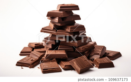 a pile of chocolate bars on a white background 109637173
