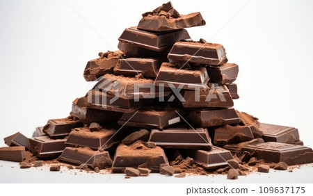 a pile of chocolate bars on a white background 109637175