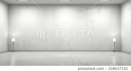 an empty white room with lights in the middle an empty white room with lights in the middle 109637182