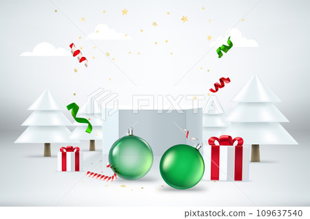 Happy new 2024 year concept. Bright room with holiday elements and copy space. 3d style vector banner Happy new 2024 year concept. Bright room with holiday elements and copy space. 3d style vector banner 109637540