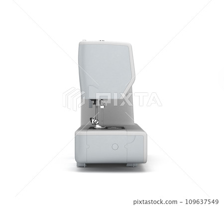 Concept atelier, fashion studio, fashion designer, tailor white sewing machine left view 3d render on white 109637549