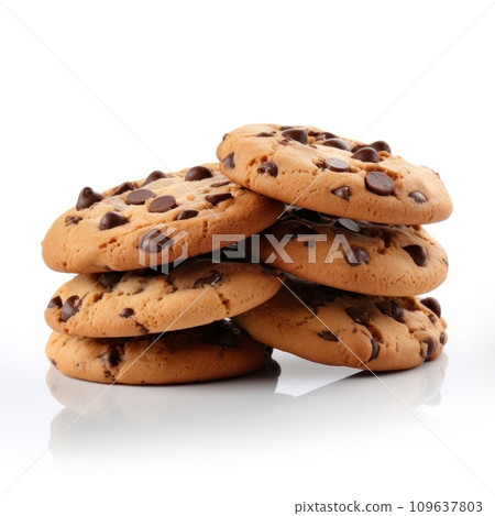 Cookies with chocolate chips isolated 109637803
